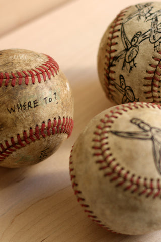 Annabyrd Item : 3 Vintage Baseballs : Balls Fly